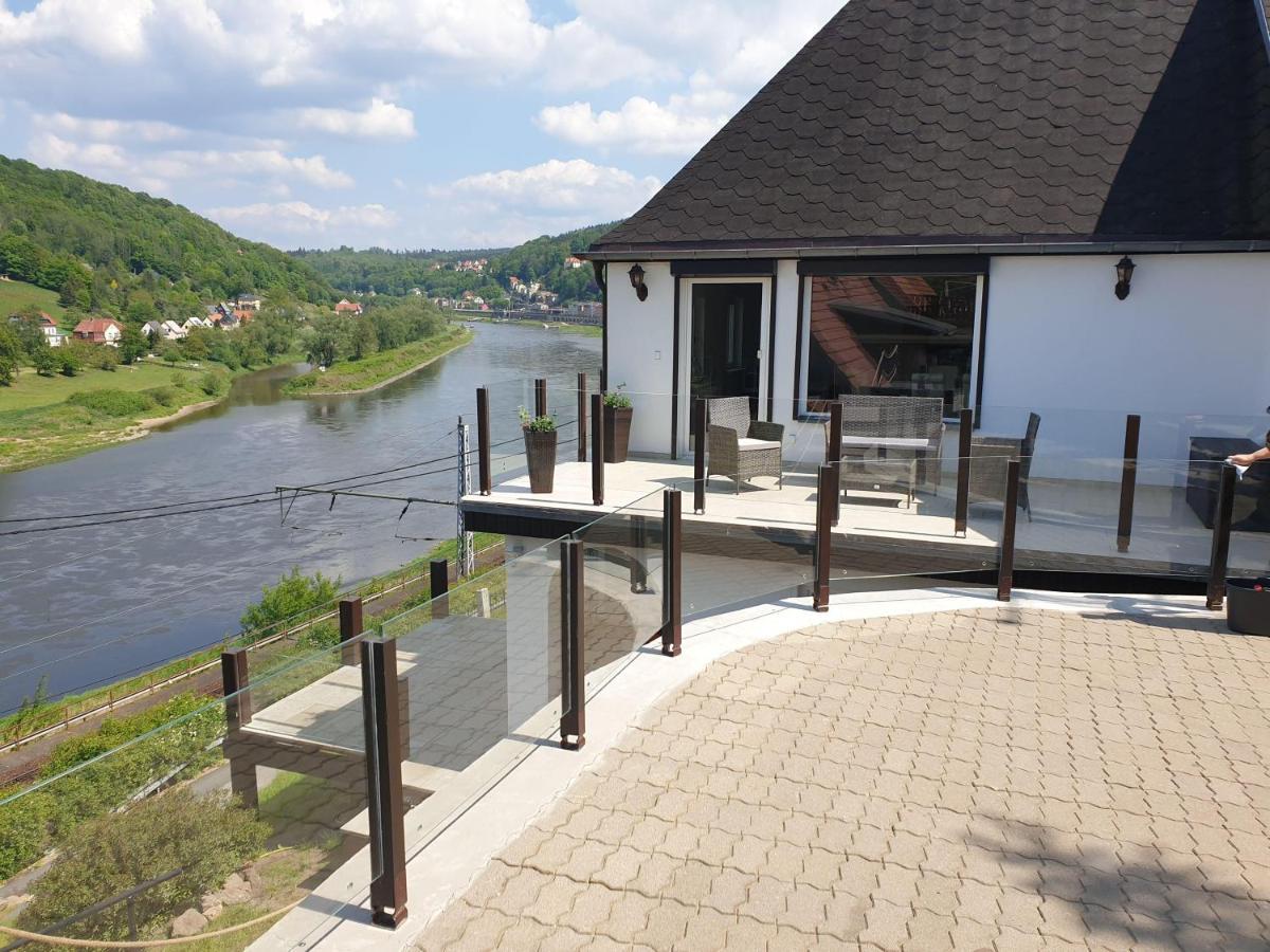Saechsische-Schweiz-Ferienhaus-Wohnung-1-Mit-Elbblick-Sauna-Und-Kamin Konigstein an der Elbe Ngoại thất bức ảnh