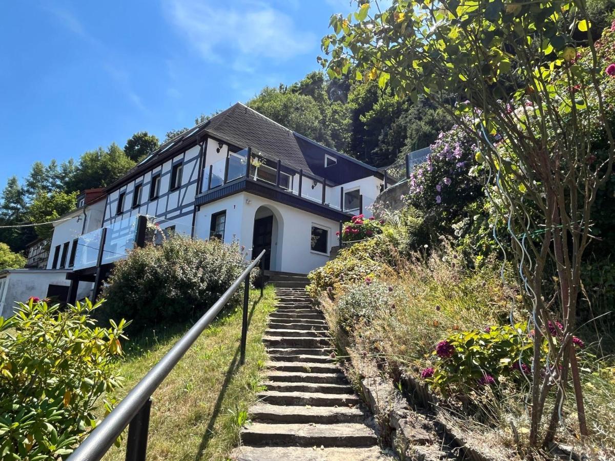 Saechsische-Schweiz-Ferienhaus-Wohnung-1-Mit-Elbblick-Sauna-Und-Kamin Konigstein an der Elbe Ngoại thất bức ảnh